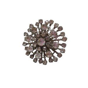 Vintage Estate Costume white "Rhinestone" Silver Brooch Pin Jewelry
